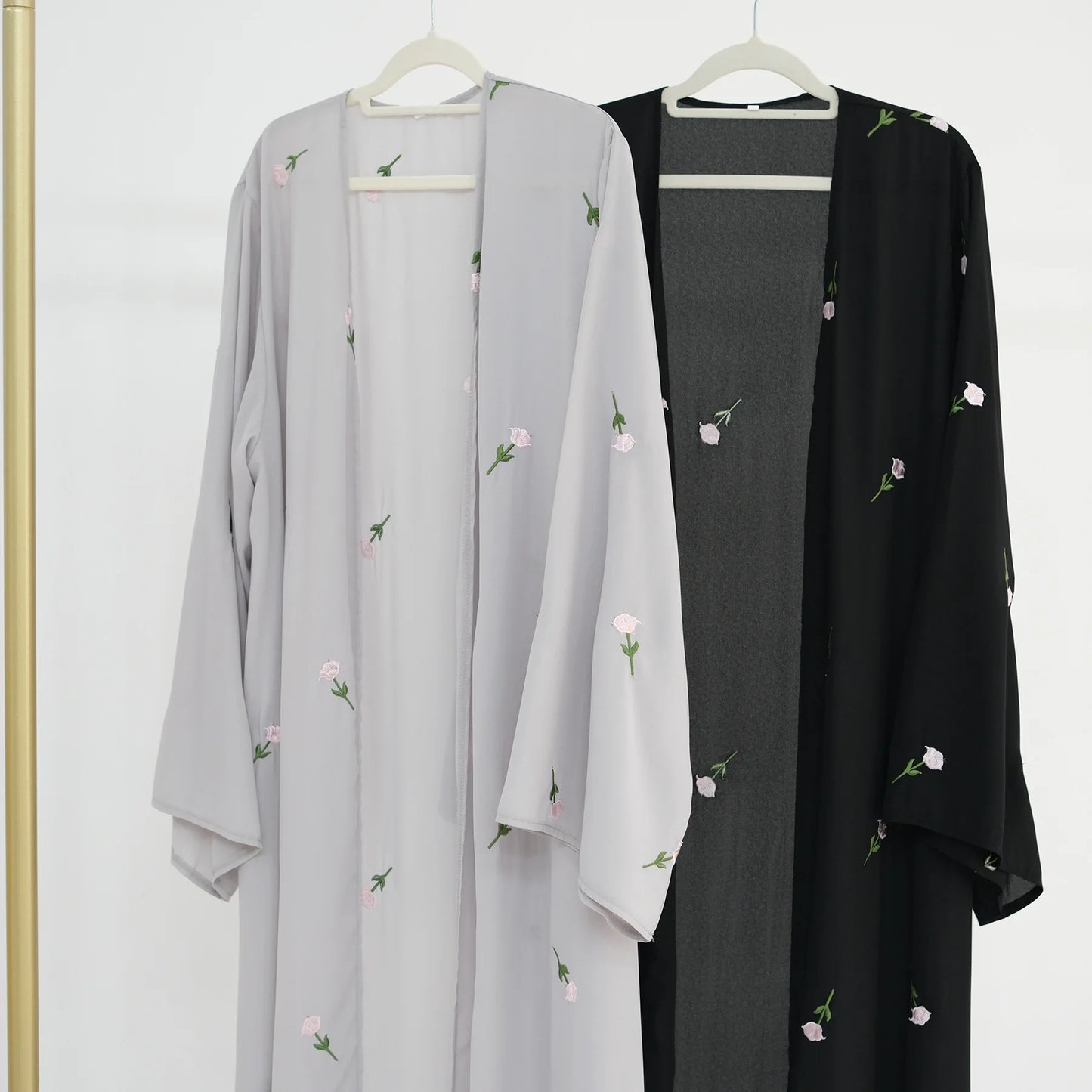 2024 New Black Embroideried Kimono Cardigan Abaya Dubai Luxury Muslim Kaftan Abayas For Women Turkish Islamic Clothing Outfit