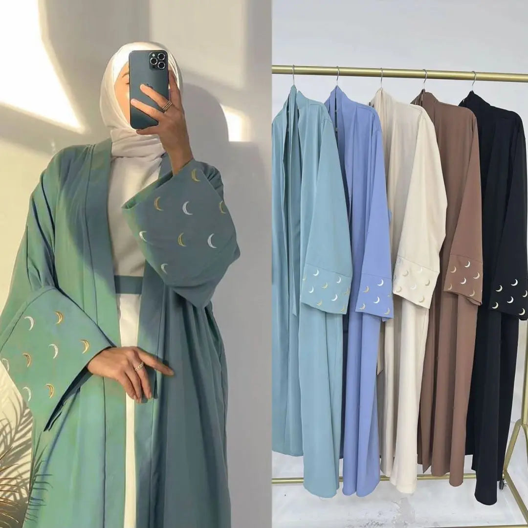 2024 New Moon Embroidered Open Style Abaya