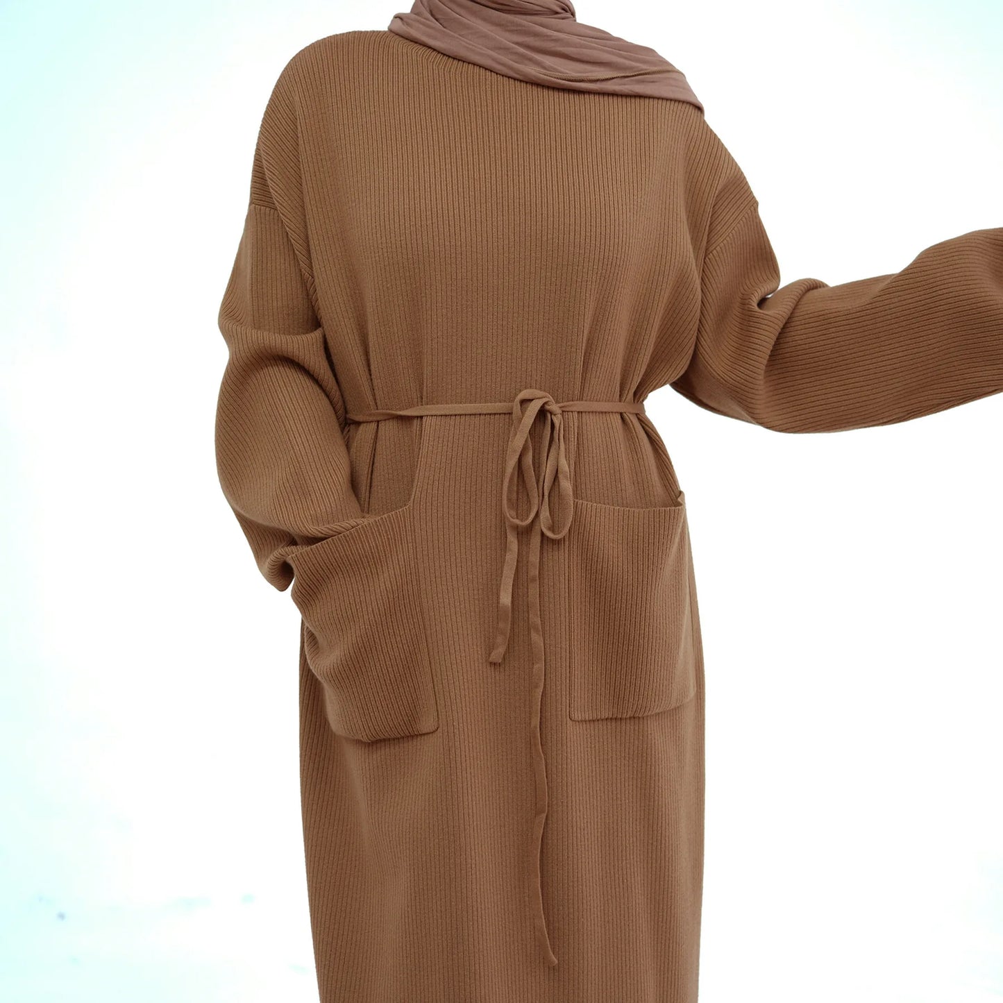 Dubai Abaya for Women Autumn Winter Soft Thickened Knitted Loose Sweater Dress Ramadan Muslim Abayas Woman Islam Modest Dresses