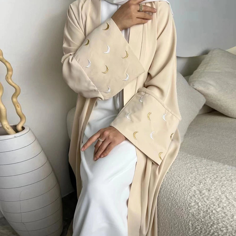 2024 New Moon Embroidered Open Style Abaya