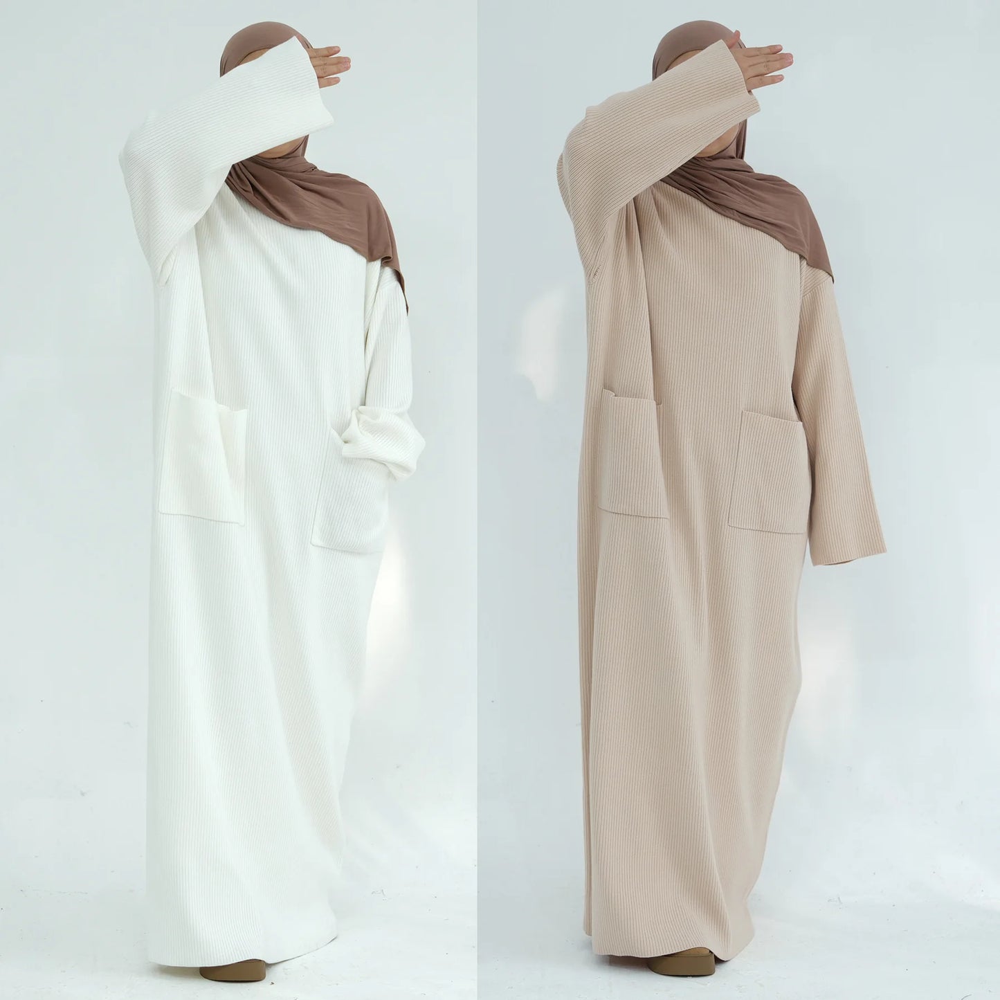 Dubai Abaya for Women Autumn Winter Soft Thickened Knitted Loose Sweater Dress Ramadan Muslim Abayas Woman Islam Modest Dresses