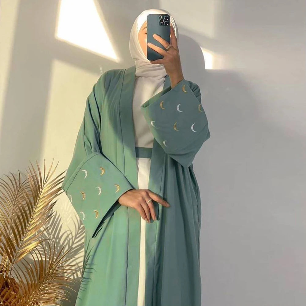 2024 New Moon Embroidered Open Style Abaya